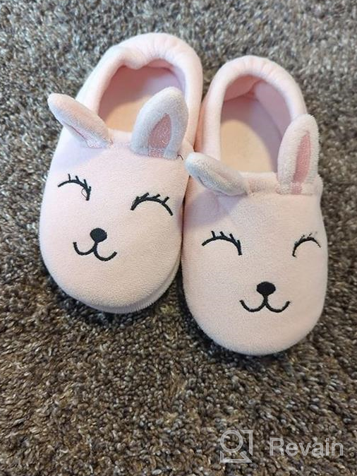 img 1 attached to Seannel Kids Cartoon Plush Slippers: Cozy Memory Foam Slip-on House Shoes for Boys and Girls - Bedroom Indoor/Outdoor Toddler Footwear review by Cardell Haynes