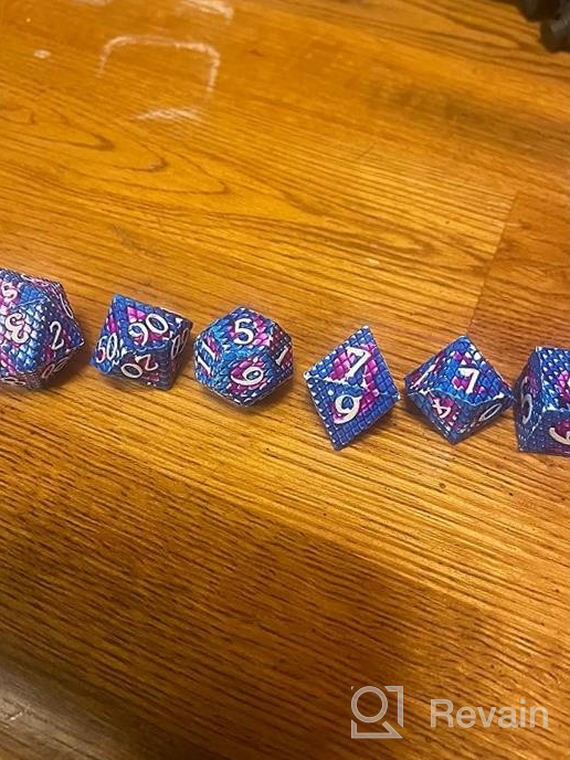 img 1 attached to 🎲 Steampunk Style Metal Dice Set - 7 Die Polyhedral DND Dice: Dungeons and Dragons, RPG, and Math Teaching - Ancient Bronze review by Jay Elgouhari