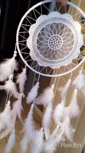 img 1 attached to Dream Catcher Wall Hanging With White Feathers - Chicieve Decoration For Wedding, Christmas, Or Crafts - Diameter 7.9 Inches review by Chad Overturf