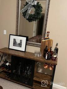 img 6 attached to Деревенский коричневый винный бар со съемной стеклянной и винной стойкой, буфетом и шкафом для спиртных напитков с сетчатой ​​дверью. Идеально подходит для гостиной, кухни и столовой
