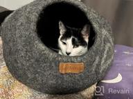 img 1 attached to Handmade 100% Merino Wool Cat Bed Cave - MEOWFIA Premium Felt Bed For Cats And Kittens In Dark Shades, Moon Granite - Large Size review by Carmen Polk