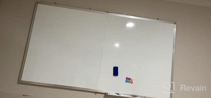 img 1 attached to Versatile Large Magnetic Whiteboard For Office And Home, 72 X 40 Inch With Foldable Wall Mount, 1 Eraser, 3 Markers, And 6 Magnets - Aluminum Frame Marker Board In Black review by Luis Despain