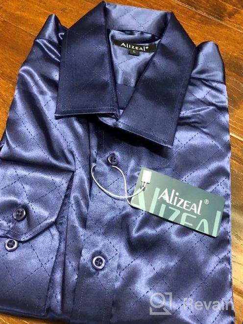 img 1 attached to Men'S Shiny Satin Luxury Jacquard Business Casual Long Sleeve Button Down Shirt By Alizeal review by Sonny Flores