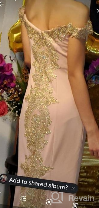 img 1 attached to Off Shoulder Long Gold Lace Applique Mermaid Prom Dress Formal Evening Gowns review by Marcus Price