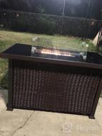 img 1 attached to Outdoor Propane Fire Pit Table With Cover - 43 Inch, 50000 BTU Gas Firepit With Auto Ignition, Glass Wind Guard, Rattan Wicker Smokeless Design For Outside Use - UPHA Brand. review by Jeff Long