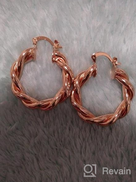 img 1 attached to 💃 Stylish 14K Gold Plated Hoop Earrings for Women - Twisted Gold Chunky Hoops, Lightweight & High Polished Jewelry Ideal for Girls review by Birhanie Robinson