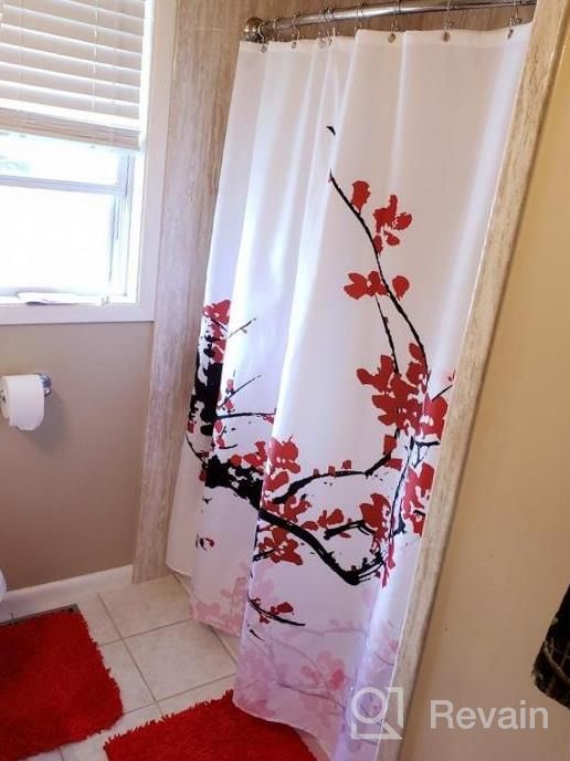 img 1 attached to Transform Your Bathroom With LIVILAN'S Chic Cherry Blossom Shower Curtain Set review by David Stewart