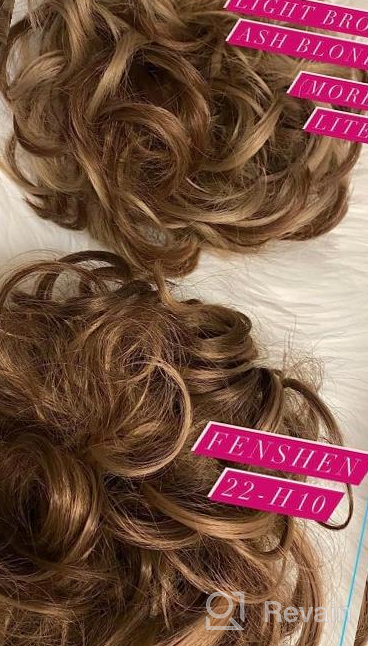 img 1 attached to Light Brown Mix Natural Blonde Synthetic Messy Bun Hair Piece Curly Large Scrunchies Extensions Tousled Updo Hairpieces For Women Girls review by Percy Haulin