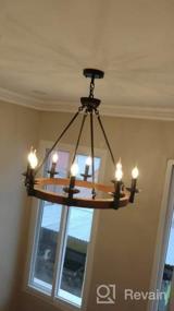 img 6 attached to Wellmet 8 Lights Farmhouse Iron Chandeliers For Dining Rooms 28 Inch, Wagon Wheel Chandelier Candle Style, Rustic Hanging Ceiling Light Fixture Bedroom Living Room Foyer Hallway, Faux Wood Finish