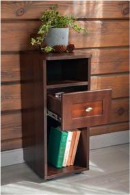 img 1 attached to Hesby bedside table with drawer Nightstand 9 chocolate walnut