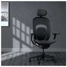 img 1 attached to 🪑 Yuemi YMI Ergonomic Computer Chair for Office Use - Textile Upholstery in Black Color