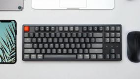 img 1 attached to Keychron K8 White Backlight HotSwap Gateron Brown Gaming Wireless Keyboard, Black-Grey, Russian