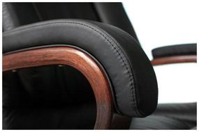 img 1 attached to Bureaucrat T-9925WALNUT Executive Computer Chair: Genuine Leather Upholstery in Black