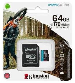 img 1 attached to Memory Card Kingston microSDXC 64 GB Class 10, V30, A2, UHS-I U3, R/W 170/70 MB/s, SD adapter