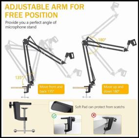 img 1 attached to Pantograph for Microphone (Mic Stand) Maono Arm Stand AU-B01 (Adjustable, Table Mount)