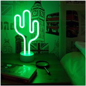 img 1 attached to Night light START Neon Cheerful cactus LED, armature color: white, shade color: colorless