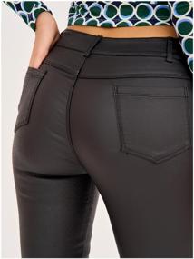 img 1 attached to Olya Stoff trousers for women, leather, eco-leather, women's pants, leggings, tight-fitting trousers, leatherette trousers, artificial leather trousers, leather leggings