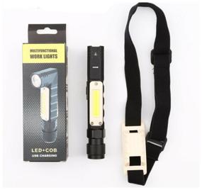 img 1 attached to Rechargeable LED flashlight with powerful magnet USB, XPG+COB multifunctional sports flashlight with head mount