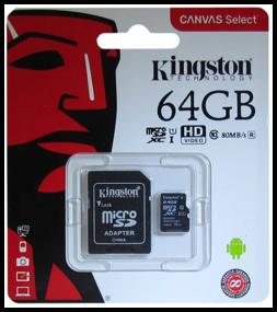 img 1 attached to Kingston microSDXC 64GB Class 10, V10, A1, UHS-I U1, R 100MB/s Memory Card, SD Adapter, 1 pc, Black
