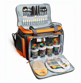 img 1 attached to Camping World Beer Master Picnic Set, 29 Piece Grey/Orange