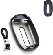 xotic tech soft tpu key fob shell skin cover w/keychain - compatible with chrysler 🔑 200 300, dodge charger, challenger, dart, durango, journey, jeep grand cherokee - smart keyless entry key, black логотип