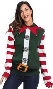 img 4 attached to Christmas Sweater Jumpsuits Snowflakes Reindeer Women's Clothing ~ Jumpsuits, Rompers & Overalls