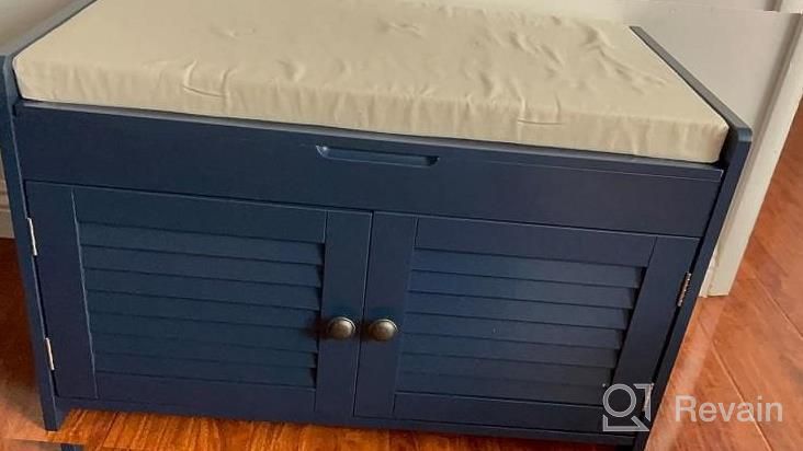 img 1 attached to Versatile Shoe Storage Bench For Entryway, Hallway, And Closet - Lift Top Storage, Adjustable Shelves, Cushioned Seat, Door Cabinet, And Handle By Knowlife review by Jenna Perez