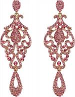 flyonce women's crystal wedding vintage flower pattern hollow drop chandelier earrings logo
