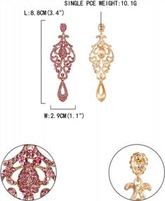 img 1 attached to Flyonce Women'S Crystal Wedding Vintage Flower Pattern Hollow Drop Chandelier Earrings