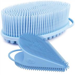 img 4 attached to Avilana Silicone Body Scrubber With Natural Exfoliation For Easy Cleaning, Optimal Lathering, High Durability, And Greater Hygiene Than Standard Loofah - Blue Combo For Body And Face