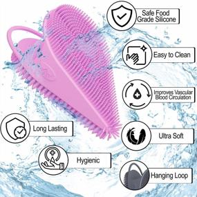 img 2 attached to Avilana Silicone Body Scrubber With Natural Exfoliation For Easy Cleaning, Optimal Lathering, High Durability, And Greater Hygiene Than Standard Loofah - Blue Combo For Body And Face