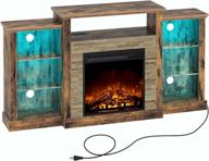 rinse off the chill with rolanstar's rustic brown fireplace tv stand - adjustable shelves, led lights, power outlets perfect for 65" tv's. logo