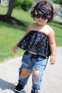 img 1 attached to Adorable Baby Girl'S Polka Dot Top And Ripped Jeans Outfit With Headband review by Charles Thomas