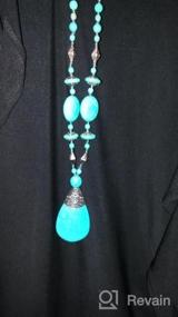 img 5 attached to Бохо винтажное бирюзовое ожерелье из бисера с подвеской из этнического сплава для женской коллекции украшений