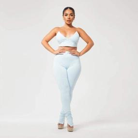 img 2 attached to Flaunt Your Style With XLLAIS Deep V Neck Two-Piece Outfits - Strappy Sleeveless Crop Top And High Waist Leggings Bodycon Jumpsuit