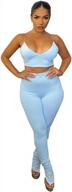 flaunt your style with xllais deep v neck two-piece outfits - strappy sleeveless crop top and high waist leggings bodycon jumpsuit logo
