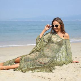 img 1 attached to Boho Lace Kimono Beach Cover Up In Plus Size For Women - Solid Color Swimsuit Robe For Bikini And Bathing Suit
