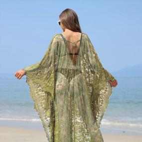 img 2 attached to Boho Lace Kimono Beach Cover Up In Plus Size For Women - Solid Color Swimsuit Robe For Bikini And Bathing Suit
