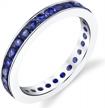 women's 925 sterling silver round blue sapphire eternity ring band, 1.50 carats total, 3mm width (sizes 5-9) - peora logo