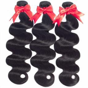 img 3 attached to 100% Unprocessed Virgin Hair Weave - Hermosa Brazilian Body Wave (10 12 14Inch) Black Color