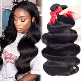 img 4 attached to 100% Unprocessed Virgin Hair Weave - Hermosa Brazilian Body Wave (10 12 14Inch) Black Color