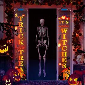 img 4 attached to Gibot Halloween Decorations Outdoor Trick Or Treat And It'S October Witches Halloween Signs For Front Door Or Indoor Home Decor Porch Decorations Halloween Welcome Signs