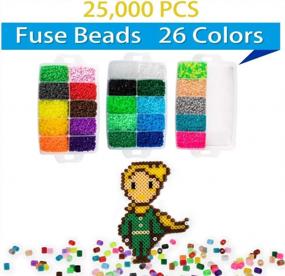img 3 attached to 25,000 Pcs Fuse Beads Kit By INSCRAFT - 26 Colors 5MM Including 127 Patterns & 4 Pegboards + Ironing Paper & Tweezers