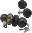 5 pack of oil rubbed bronze entry door knobs and double cylinder deadbolts with keyed-alike compatibility and stylish round ball handle design, ideal for exterior/front doors logo