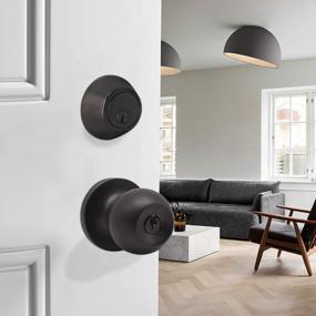 img 3 attached to 5 Pack Of Oil Rubbed Bronze Entry Door Knobs And Double Cylinder Deadbolts With Keyed-Alike Compatibility And Stylish Round Ball Handle Design, Ideal For Exterior/Front Doors