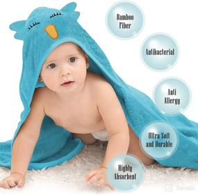 img 2 attached to Cute Castle 2 Pack Bamboo Hooded Baby Towel - Ultra Absorbent Bath Towel for Newborns & Infants - Natural and Soft Towels for Boys and Girls (Lovely Elephant, Happy Bird)