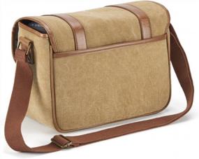 img 3 attached to Classic Camera Bag, Evecase Large Canvas Messenger SLR/DSLR Shoulder Case With Leather Trim, Tablet Compartment And Removable Insert For Mirrorless, Micro 4/3, Compact System, High Zoom Digital Camera