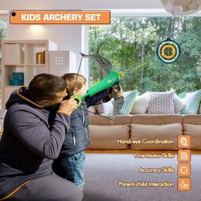 img 3 attached to Kids Bow And Arrow Set - Archery Fun For Boys & Girls Ages 3-12 | 40 Foam Darts & Target Included!