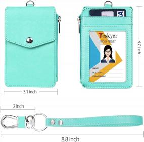 img 1 attached to Leather Wrist Strap Credit Card Holder Key Chain - Teskyer Wristlet Wallet Keychain