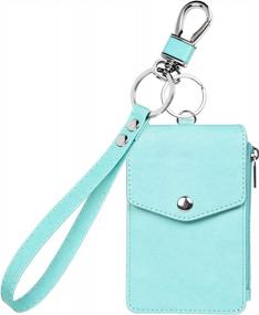 img 4 attached to Leather Wrist Strap Credit Card Holder Key Chain - Teskyer Wristlet Wallet Keychain